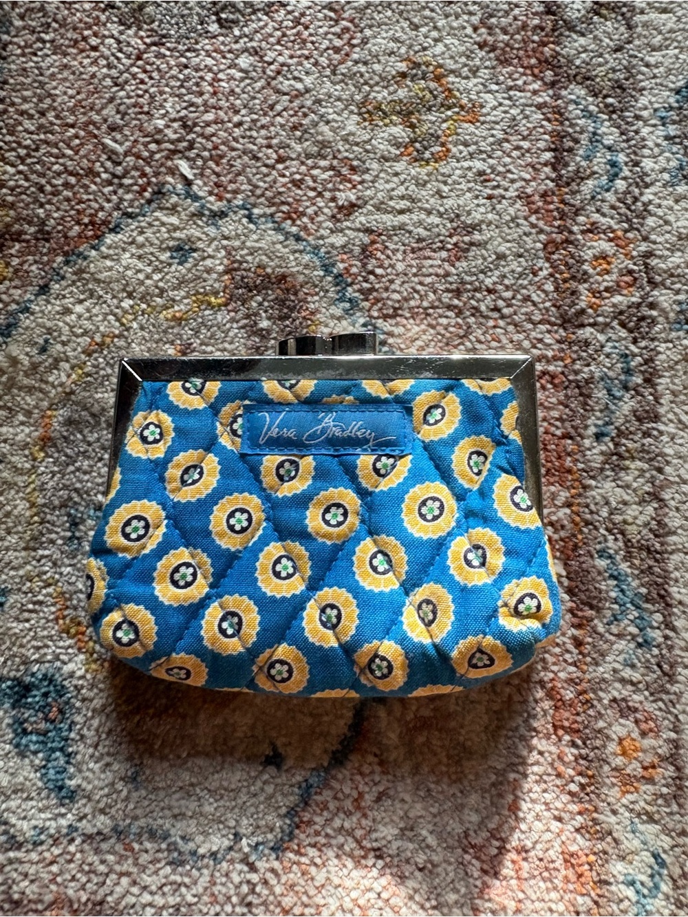 2000s Rivera Blue Vera Bradley Kisslock Coin Purse Pouch